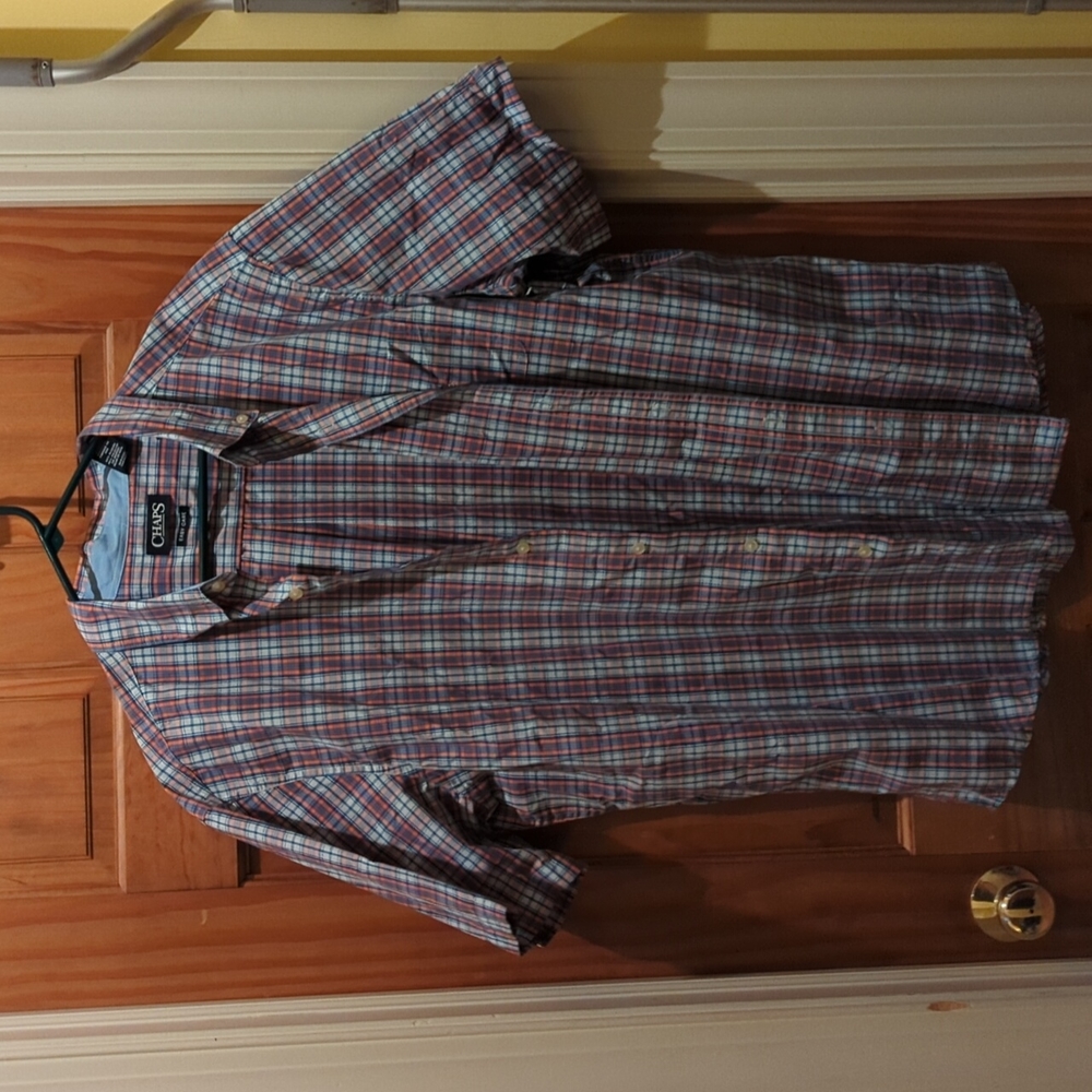 Chaps short sleeve plaid lightweight buttondown